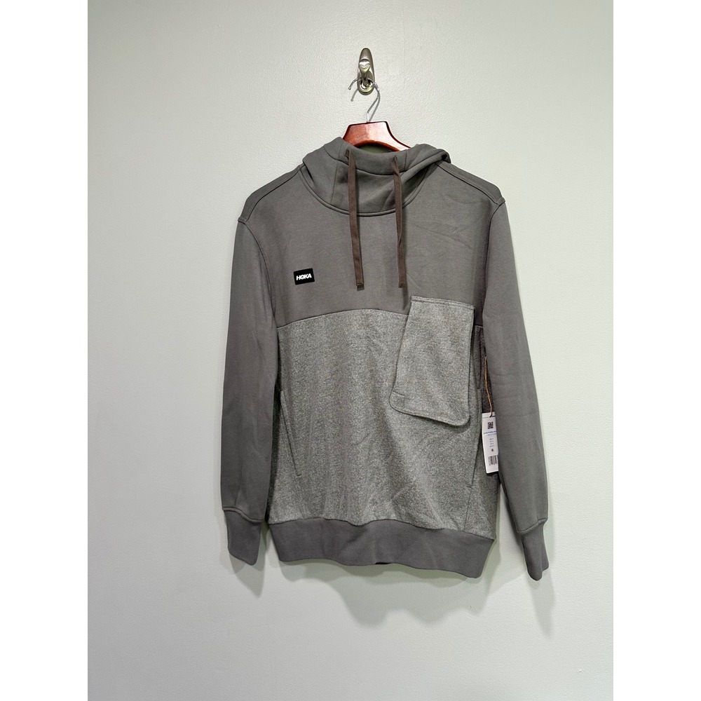 Hoka Utility Wool‎ Hoodie Mens Medium Gray Pullover Hooded Sweatshirt NWT